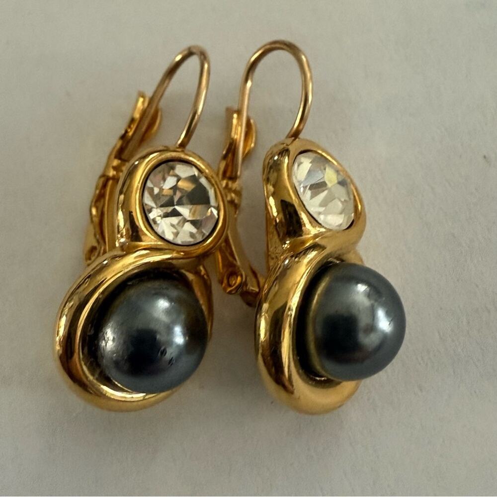 Joan River Gold Tone Drop Earrings View 4